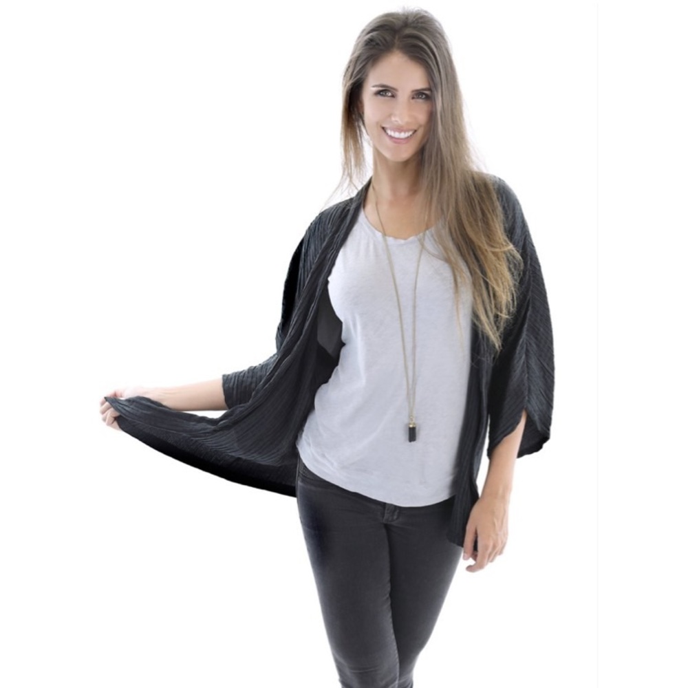 NWT Kali Clothing 100% textured Silk Open Kimono Jacket